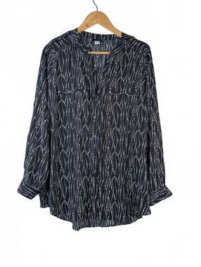 Simply Emma Women's Black and White Pattern Blouse Size 1X